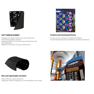 ইনডোর / আউটডোর নমনীয় LED ডিসপ্লে P2mm 240mm X120mm 3840hz রিফ্রেশ রেট