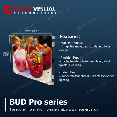 BUD Pro 1.86 পিচ সিরিজ ফ্রন্ট সার্ভিস LED ডিসপ্লে 7680HZ রিফ্রেশ রেট,500nits এর বেশি উজ্জ্বলতা